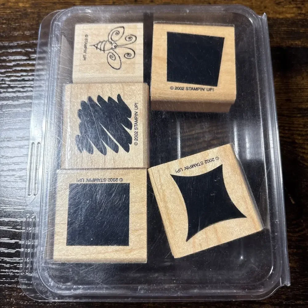 Stampin' Up! Rubber Stamp Set of 5-Alpha Shadows Plus Bee-Vintage